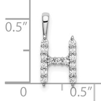 14K White Gold 0.17 Carat Lab Grown Diamond VS SI+ G+ Complete Letter H Initial Pendant view 4