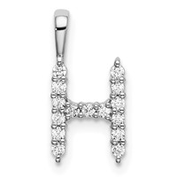 14K White Gold 0.17 Carat Lab Grown Diamond VS SI+ G+ Complete Letter H Initial Pendant view 1