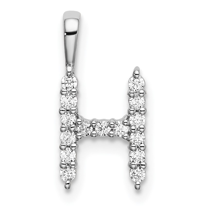 14k White Gold 1/6 carat Lab Grown Diamond VS/SI+ G+ Complete Letter H Initial Pendant