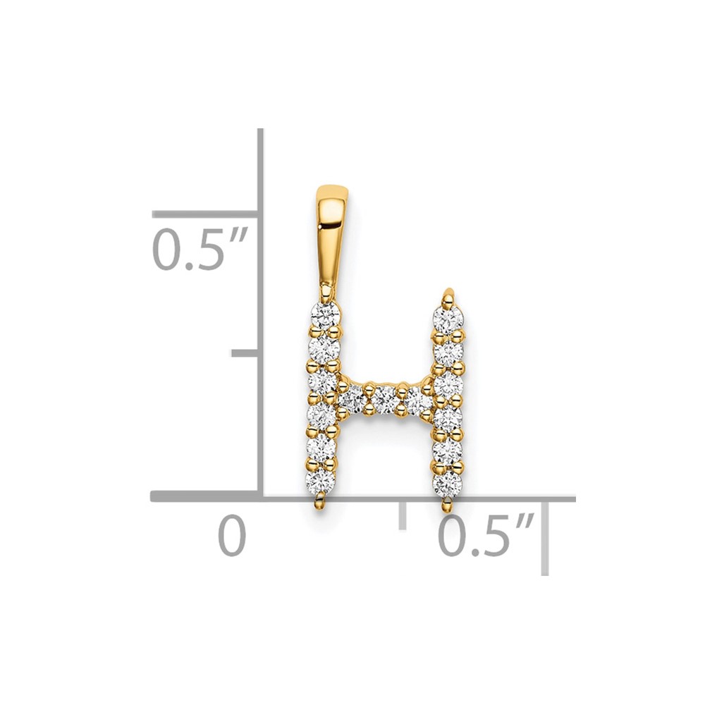 14k 1/6 carat Lab Grown Diamond VS/SI+ G+ Complete Letter H Initial Pendant (PM6988H-015-YLG)