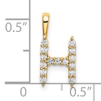14K Yellow Gold 0.17 Carat Lab Grown Diamond VS SI+ G+ Complete Letter H Initial Pendant view 4