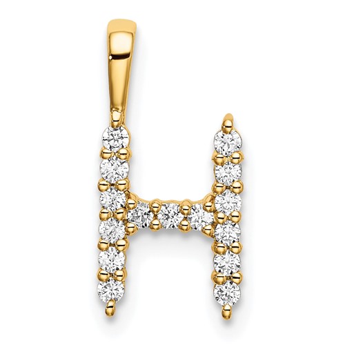 14K Yellow Gold 0.17 Carat Lab Grown Diamond VS SI+ G+ Complete Letter H Initial Pendant