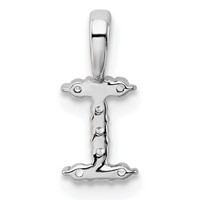 14K White Gold 0.10 Carat Lab Grown Diamond VS SI+ G+ Complete Letter I Initial Pendant view 3