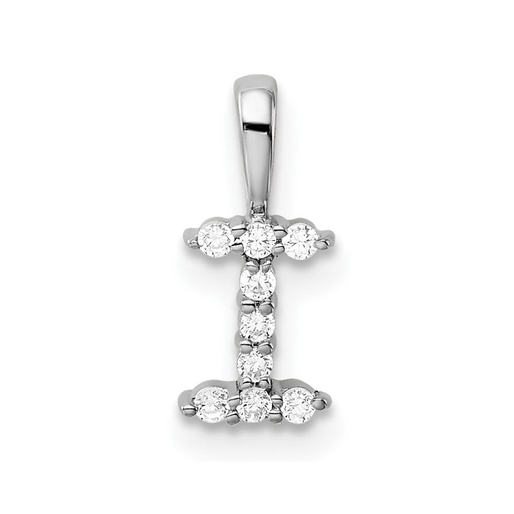14K White Gold 0.10 Carat Lab Grown Diamond VS SI+ G+ Complete Letter I Initial Pendant