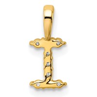 14K Yellow Gold 0.10 Carat Lab Grown Diamond VS SI+ G+ Complete Letter I Initial Pendant view 3