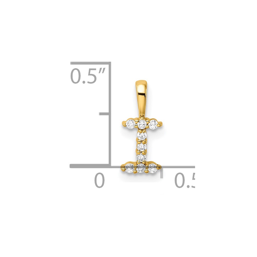 14k 1/10 carat Lab Grown Diamond VS/SI+ G+ Complete Letter I Initial Pendant (PM6988I-009-YLG)