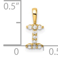 14K Yellow Gold 0.10 Carat Lab Grown Diamond VS SI+ G+ Complete Letter I Initial Pendant view 4