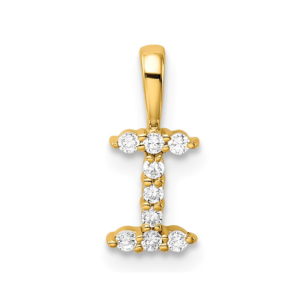 14K Yellow Gold 0.10 Carat Lab Grown Diamond VS SI+ G+ Complete Letter I Initial Pendant