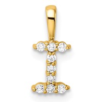 14K Yellow Gold 0.10 Carat Lab Grown Diamond VS SI+ G+ Complete Letter I Initial Pendant view 1