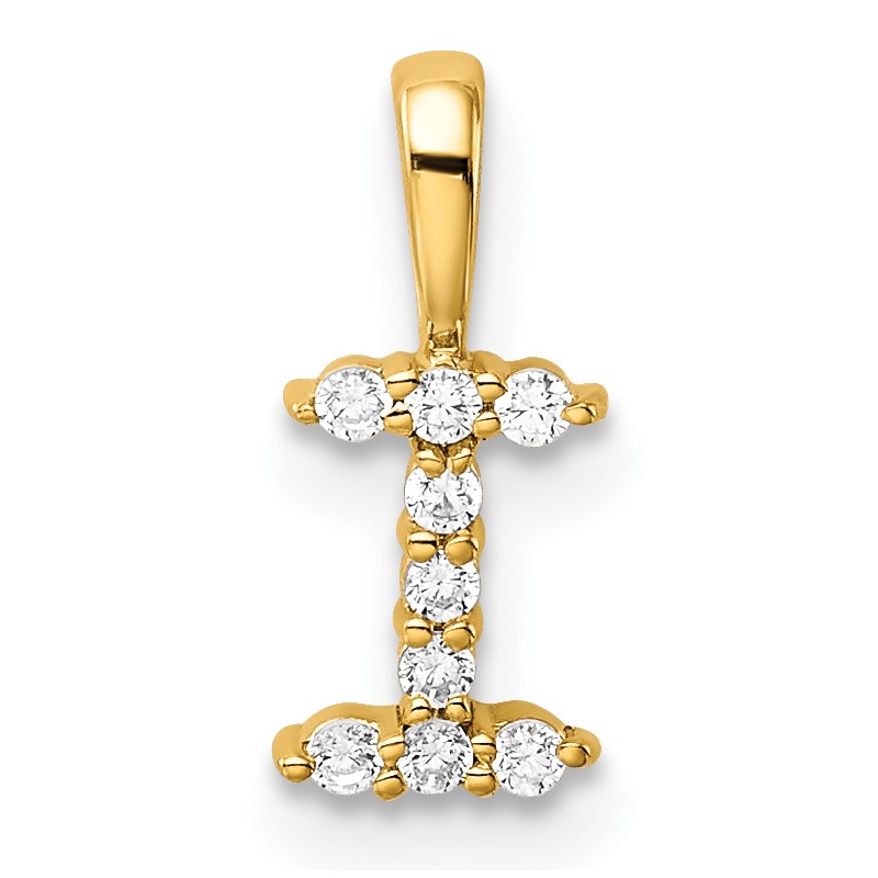 14k 1/10 carat Lab Grown Diamond VS/SI+ G+ Complete Letter I Initial Pendant