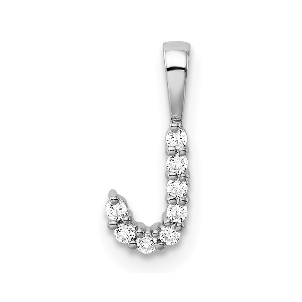 14K White Gold 0.10 Carat Lab Grown Diamond VS SI+ G+ Complete Letter J Initial Pendant