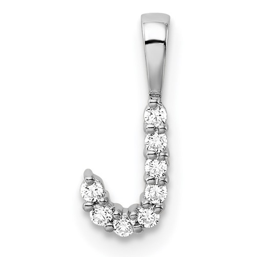 14K White Gold 0.10 Carat Lab Grown Diamond VS SI+ G+ Complete Letter J Initial Pendant