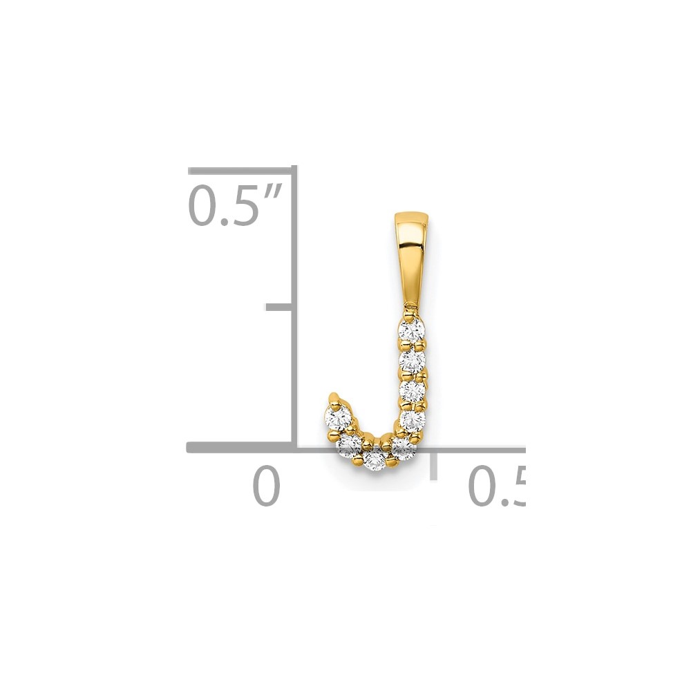 14k 1/10 carat Lab Grown Diamond VS/SI+ G+ Complete Letter J Initial Pendant (PM6988J-008-YLG)