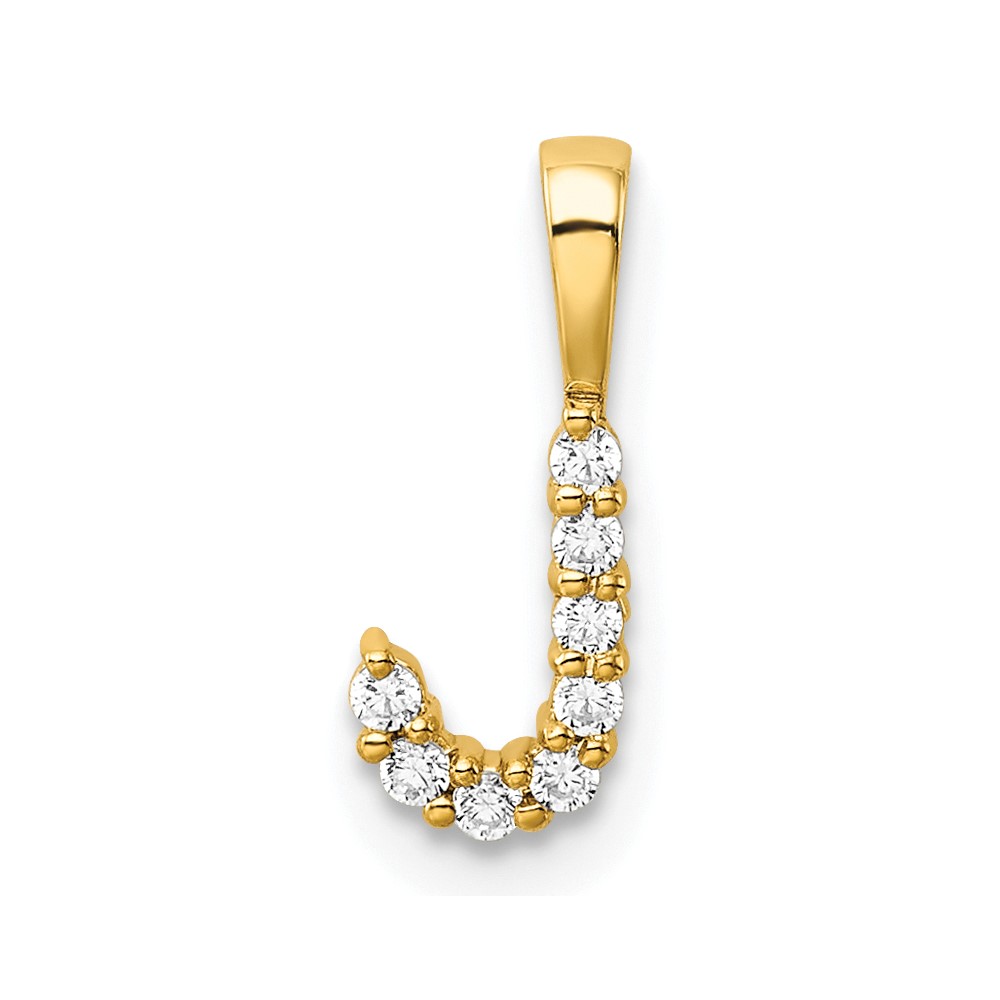 14K Yellow Gold 0.10 Carat Lab Grown Diamond VS SI+ G+ Complete Letter J Initial Pendant