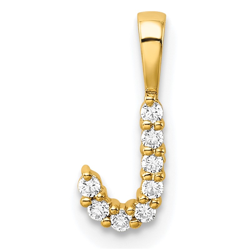14k 1/10 carat Lab Grown Diamond VS/SI+ G+ Complete Letter J Initial Pendant