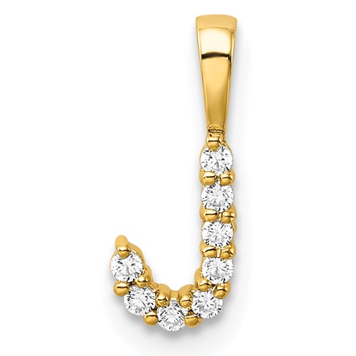 14K Yellow Gold 0.10 Carat Lab Grown Diamond VS SI+ G+ Complete Letter J Initial Pendant