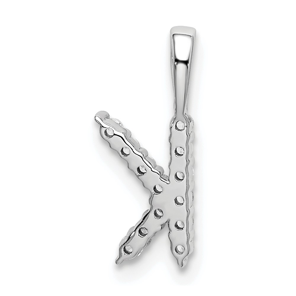 14k White Gold 1/8 carat Lab Grown Diamond VS/SI+ G+ Complete Letter K Initial Pendant (PM6988K-014-WLG)