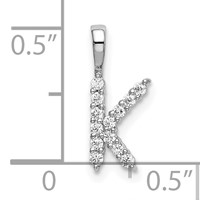 14K White Gold 0.12 Carat Lab Grown Diamond VS SI+ G+ Complete Letter K Initial Pendant view 4