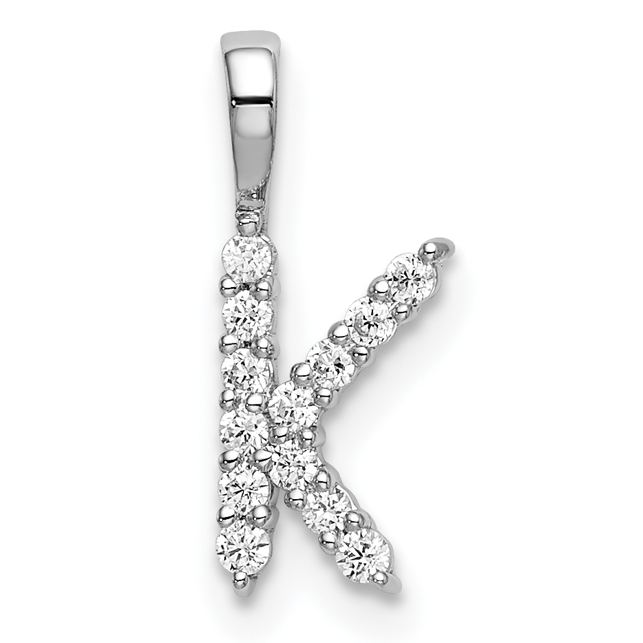 14k White Gold 1/8 carat Lab Grown Diamond VS/SI+ G+ Complete Letter K Initial Pendant (PM6988K-014-WLG)