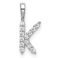 14K White Gold 0.12 Carat Lab Grown Diamond VS SI+ G+ Complete Letter K Initial Pendant view 1