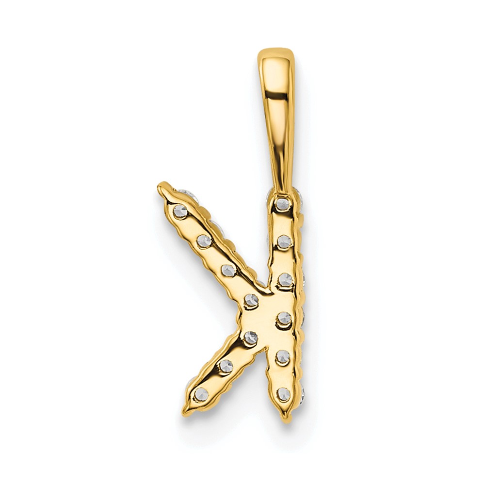 14k 1/8 carat Lab Grown Diamond VS/SI+ G+ Complete Letter K Initial Pendant (PM6988K-014-YLG)