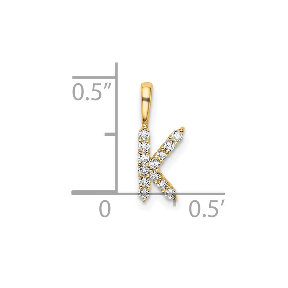 14k 1/8 carat Lab Grown Diamond VS/SI+ G+ Complete Letter K Initial Pendant (PM6988K-014-YLG)