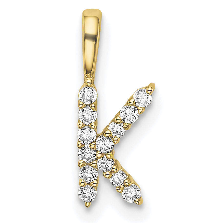 14k 1/8 carat Lab Grown Diamond VS/SI+ G+ Complete Letter K Initial Pendant (PM6988K-014-YLG)