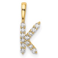 14K Yellow Gold 0.12 Carat Lab Grown Diamond VS SI+ G+ Complete Letter K Initial Pendant view 1