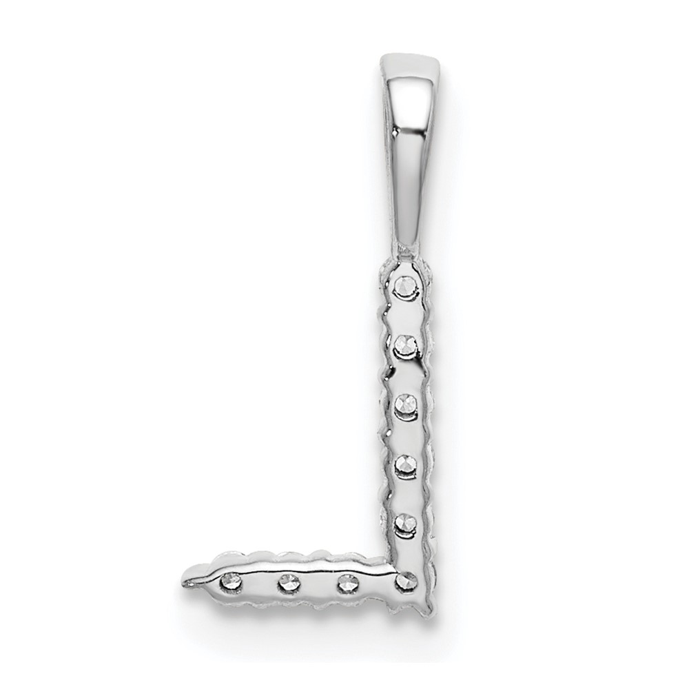 14k White Gold 1/10 carat Lab Grown Diamond VS/SI+ G+ Complete Letter L Initial Pendant (PM6988L-009-WLG)