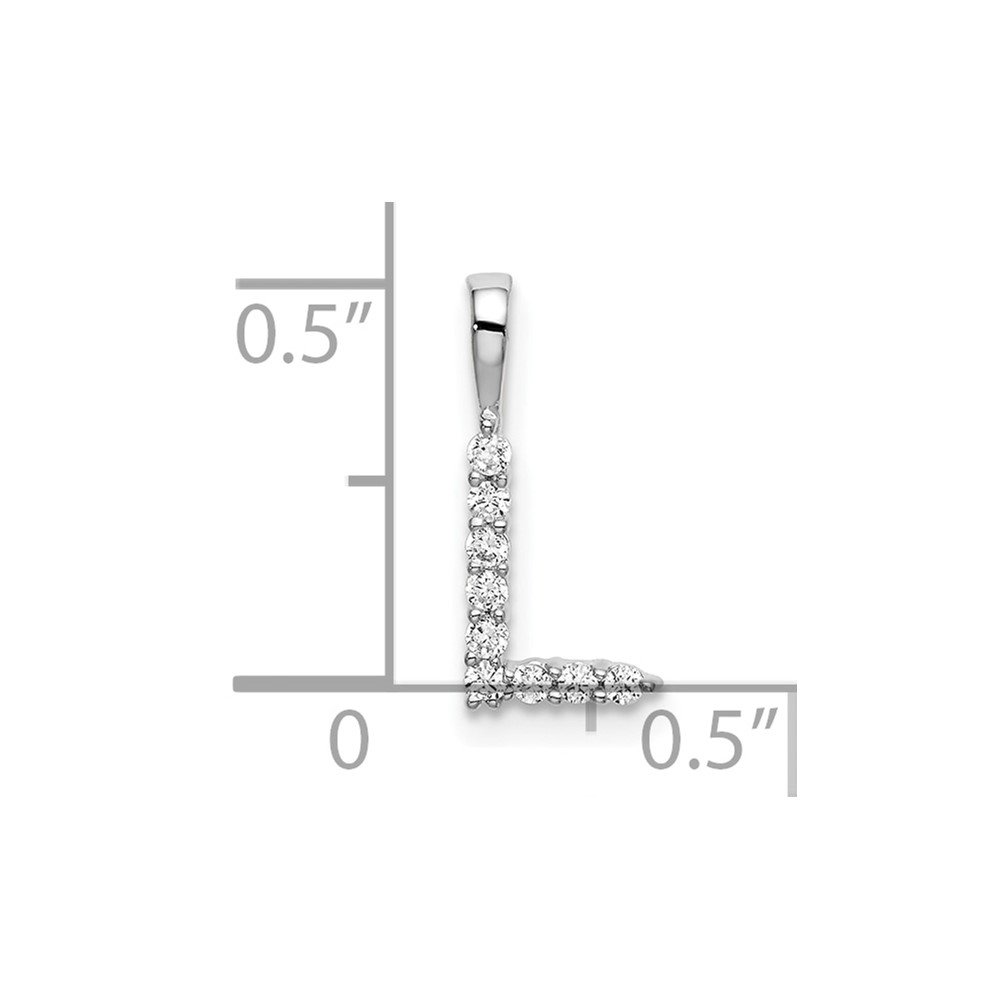 14k White Gold 1/10 carat Lab Grown Diamond VS/SI+ G+ Complete Letter L Initial Pendant (PM6988L-009-WLG)