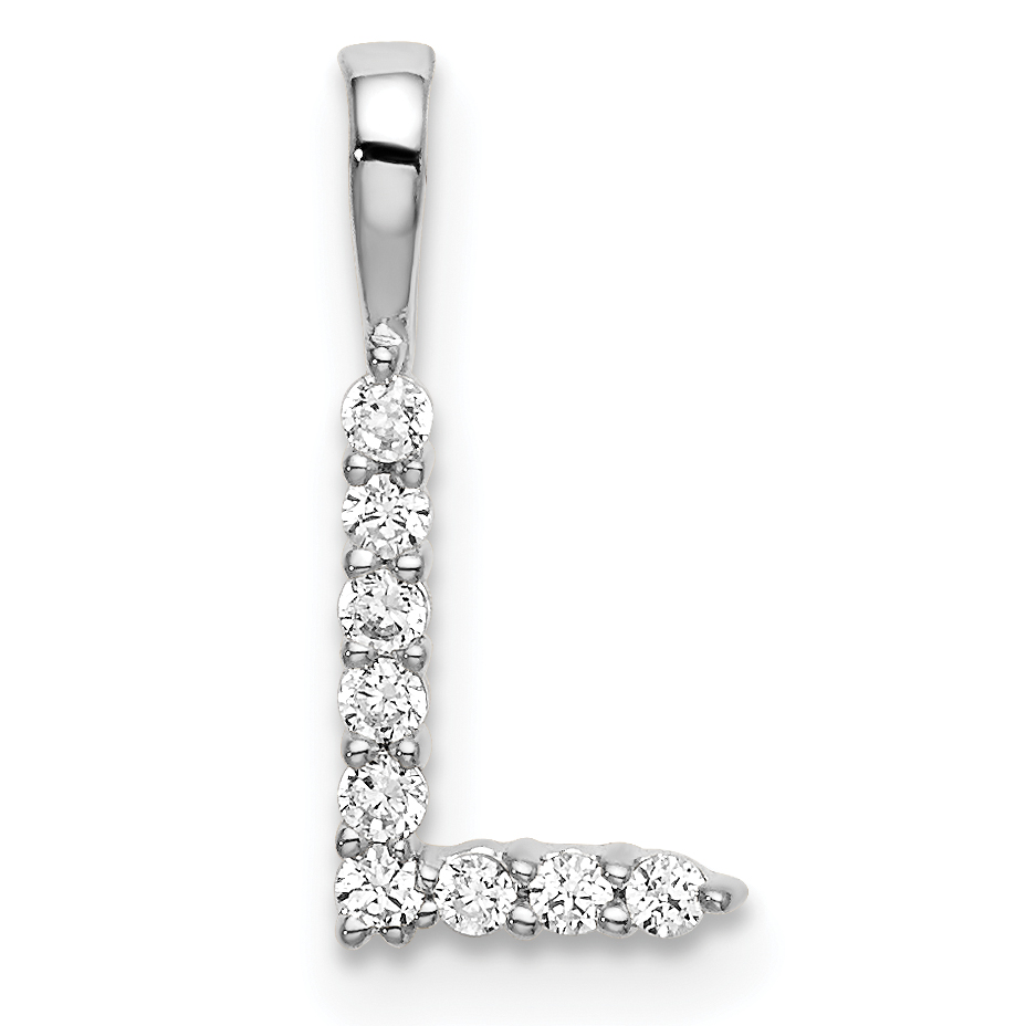 14k White Gold 1/10 carat Lab Grown Diamond VS/SI+ G+ Complete Letter L Initial Pendant (PM6988L-009-WLG)