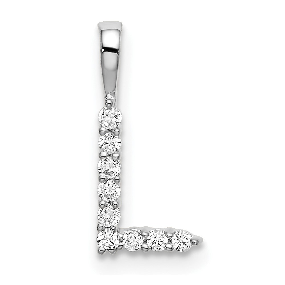 14K White Gold 0.10 Carat Lab Grown Diamond VS SI+ G+ Complete Letter L Initial Pendant