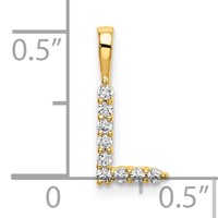 14K Yellow Gold 0.10 Carat Lab Grown Diamond VS SI+ G+ Complete Letter L Initial Pendant view 4