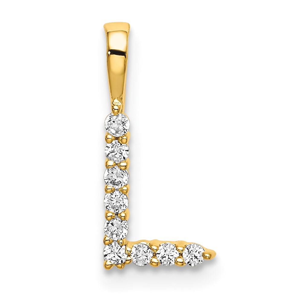 14K Yellow Gold 0.10 Carat Lab Grown Diamond VS SI+ G+ Complete Letter L Initial Pendant