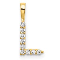 14K Yellow Gold 0.10 Carat Lab Grown Diamond VS SI+ G+ Complete Letter L Initial Pendant view 1