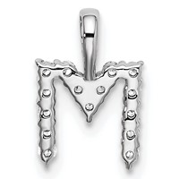 14K White Gold 0.17 Carat Lab Grown Diamond VS SI+ G+ Complete Letter M Initial Pendant view 3