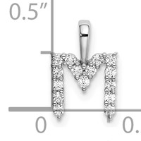 14K White Gold 0.17 Carat Lab Grown Diamond VS SI+ G+ Complete Letter M Initial Pendant view 4
