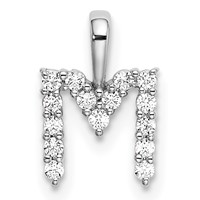 14K White Gold 0.17 Carat Lab Grown Diamond VS SI+ G+ Complete Letter M Initial Pendant view 1