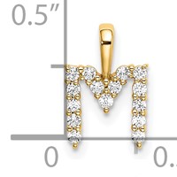 14K Yellow Gold 0.17 Carat Lab Grown Diamond VS SI+ G+ Complete Letter M Initial Pendant view 4