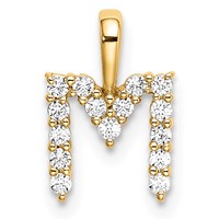 14K Yellow Gold 0.17 Carat Lab Grown Diamond VS SI+ G+ Complete Letter M Initial Pendant view 1