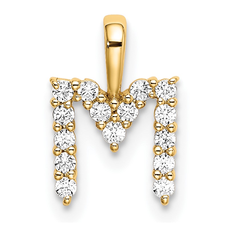 14k 1/6 carat Lab Grown Diamond VS/SI+ G+ Complete Letter M Initial Pendant