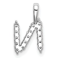14K White Gold 0.17 Carat Lab Grown Diamond VS SI+ G+ Complete Letter N Initial Pendant view 3