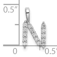 14K White Gold 0.17 Carat Lab Grown Diamond VS SI+ G+ Complete Letter N Initial Pendant view 4