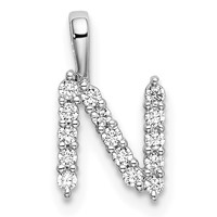14K White Gold 0.17 Carat Lab Grown Diamond VS SI+ G+ Complete Letter N Initial Pendant view 1