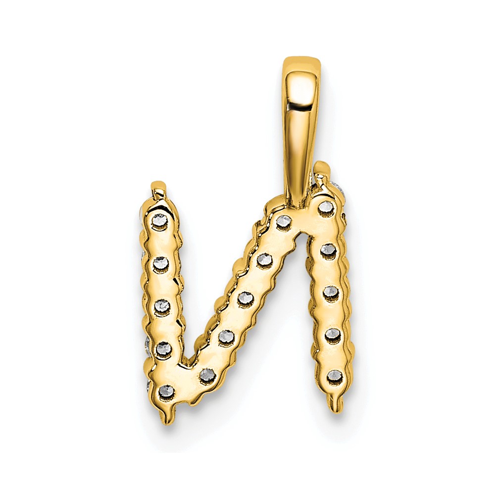 14k 1/6 carat Lab Grown Diamond VS/SI+ G+ Complete Letter N Initial Pendant (PM6988N-015-YLG)