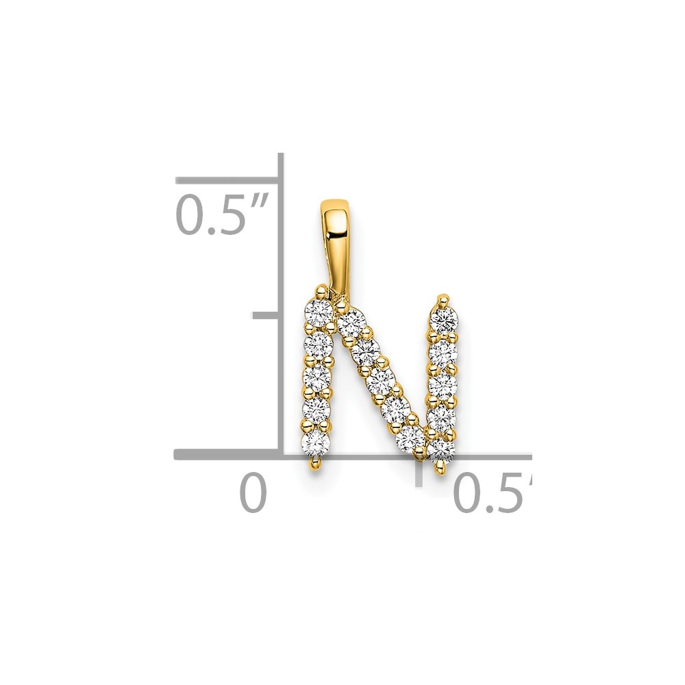 14k 1/6 carat Lab Grown Diamond VS/SI+ G+ Complete Letter N Initial Pendant (PM6988N-015-YLG)