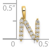 14K Yellow Gold 0.17 Carat Lab Grown Diamond VS SI+ G+ Complete Letter N Initial Pendant view 4