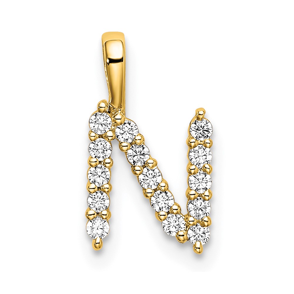 14k 1/6 carat Lab Grown Diamond VS/SI+ G+ Complete Letter N Initial Pendant (PM6988N-015-YLG)