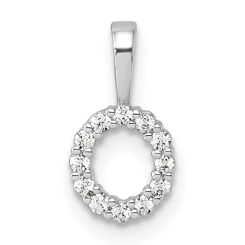 14k White Gold 1/8 carat Lab Grown Diamond VS/SI+ G+ Complete Letter O Intitial Pendant (PM6988O-012-WLG)