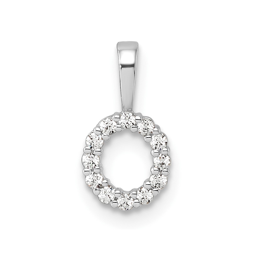 14K White Gold 0.12 Carat Lab Grown Diamond VS SI+ G+ Complete Letter O Intitial Pendant